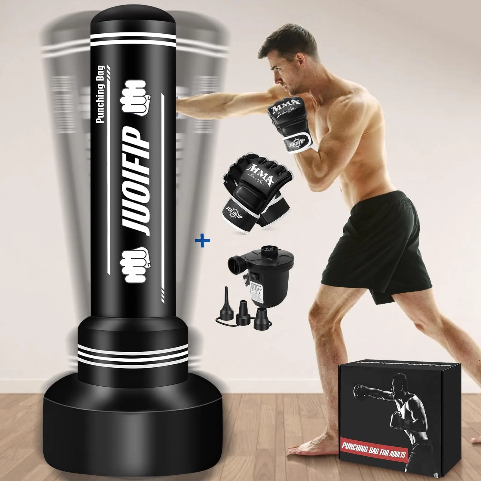 YORWHIN Freestanding Punching Bag 70" with Stand, Gloves & Pump | Heavy Duty Inflatable Boxing Bag for MMA Training