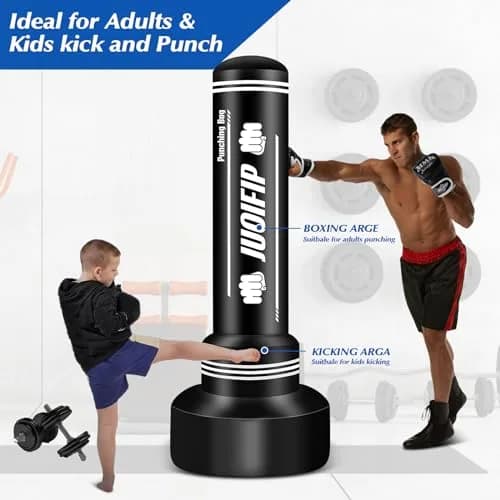 YORWHIN Freestanding Punching Bag 70" with Stand, Gloves & Pump | Heavy Duty Inflatable Boxing Bag for MMA Training thumbnail 2