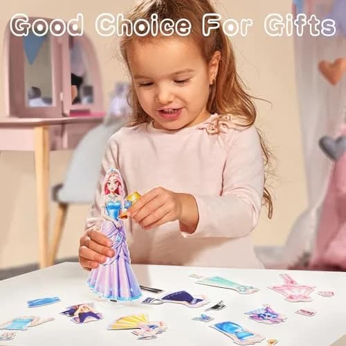 PainZieteg Magnetic Dress Up Dolls for Girls 4-10 | Creative Magnetic Princess Paper Doll Set thumbnail 2