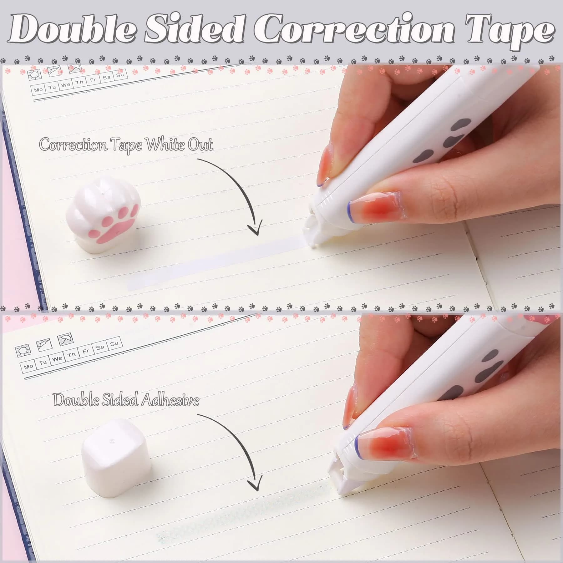 Kogcmeetl Style B White 9 Pcs Cute Cat Paw Stationery Set with Retractable Eraser & Sharpener - view 4