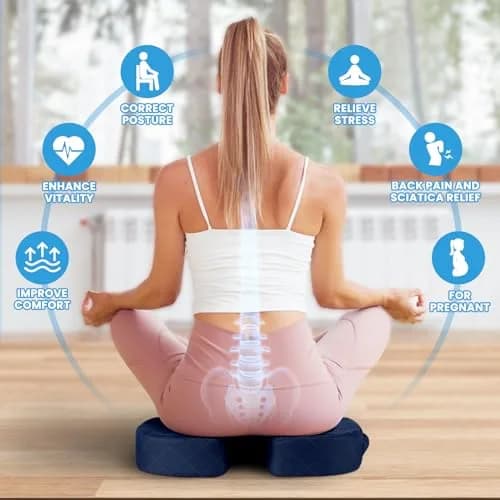 TushGuard Memory Foam Seat Cushion Blue | Ergonomic U-Shape for Office Chair, Car, Airplane, Bleacher - Sciatica & Coccyx Pain Relief thumbnail 4