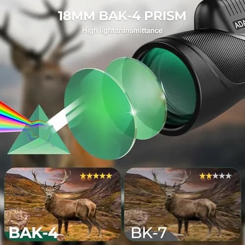 Adasion 15x56 Monoculars for Adults High Powered | HD Vision, IPX7 Waterproof, Phone Adapter & Tripod thumbnail 5