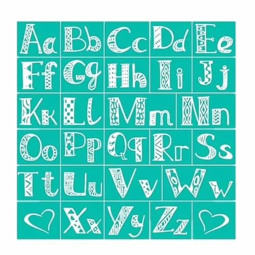 JAJADO Reusable Silk Screen Transfers Letter Symbol Alphabet DIY Stencils 8.5x11 inch | Adhesive Mesh for Painting & Craft thumbnail 1