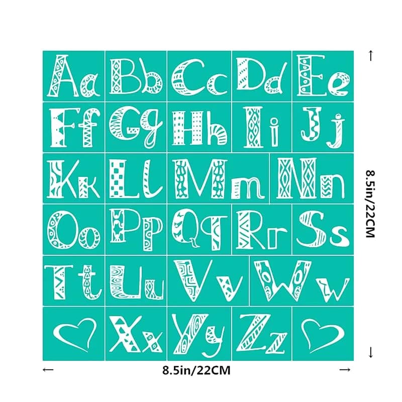 JAJADO Reusable Silk Screen Transfers Letter Symbol Alphabet DIY Stencils 8.5x11 inch | Adhesive Mesh for Painting & Craft thumbnail 6