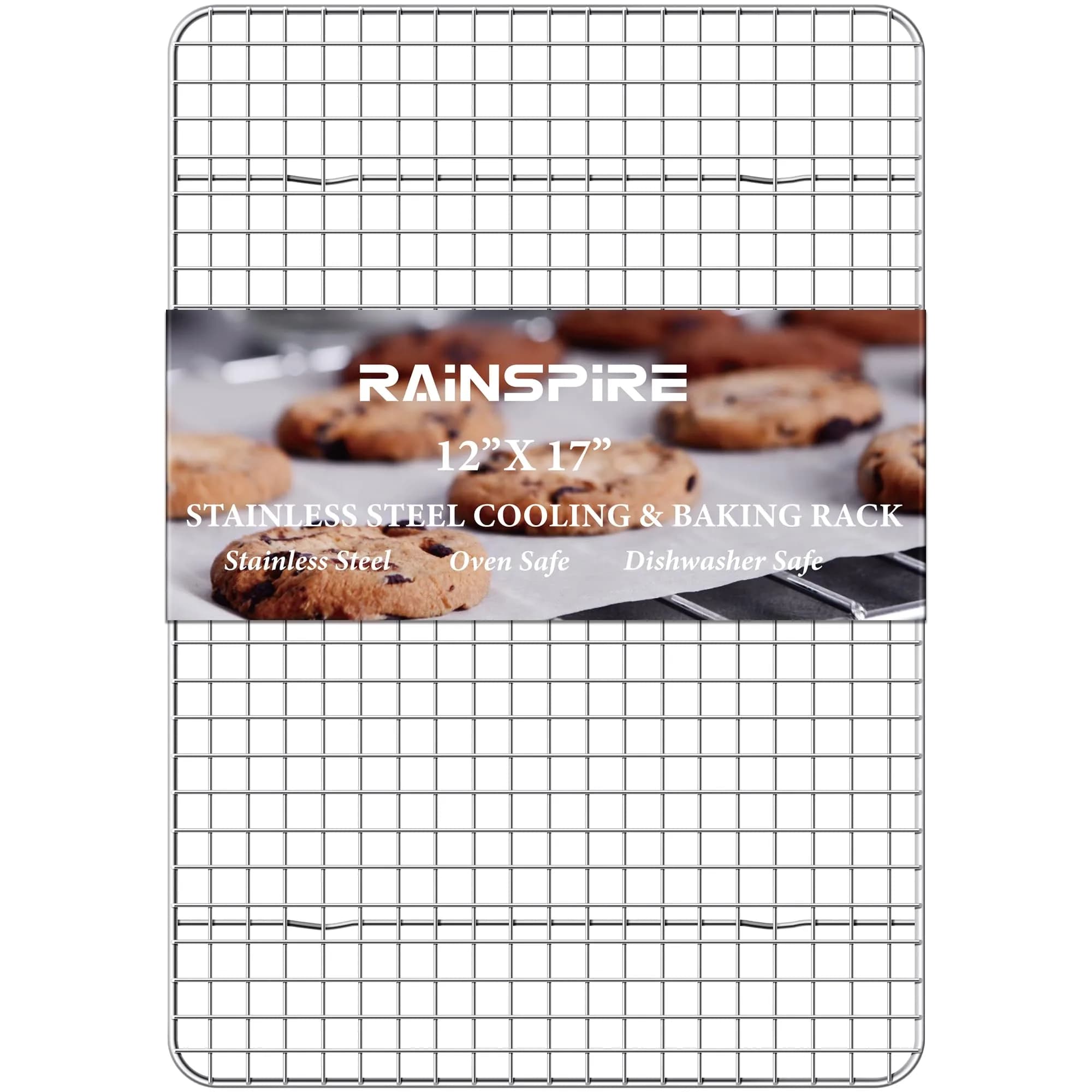 Rainspire Stainless Steel Cooling Rack 12"x17" (30cm x 43cm) | Oven Safe, Dishwasher Safe, Rust-Resistant