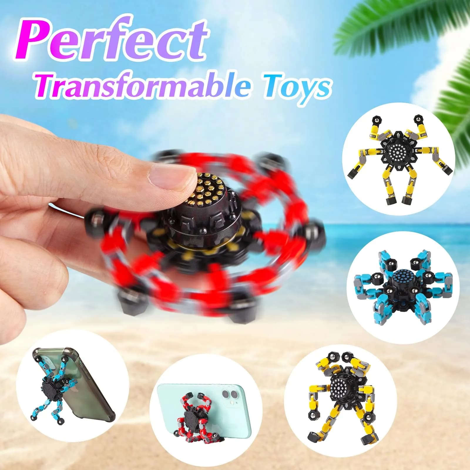 Gokeey Transformable Fidget Spinners 3 Pcs | Stress Relief Sensory Toys for Kids and Adults - view 7