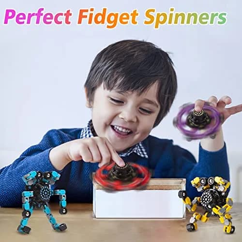 Gokeey Transformable Fidget Spinners 3 Pcs | Stress Relief Sensory Toys for Kids and Adults thumbnail 2