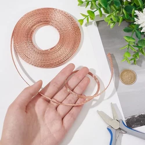 BENECREAT 6mm Copper Braided Wire 8.75 Yards (25.4 mm / 1mm Thick) | Ground Strap for Noise Reduction thumbnail 3