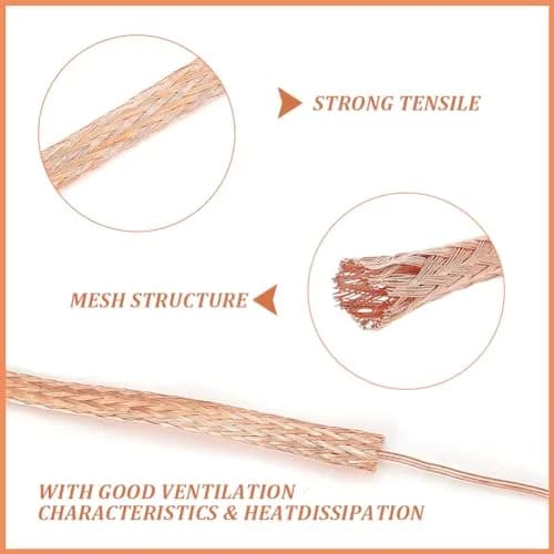 BENECREAT 6mm Copper Braided Wire 8.75 Yards (25.4 mm / 1mm Thick) | Ground Strap for Noise Reduction thumbnail 4