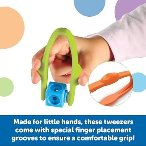 Learning Resources Easy-Grip Tweezers | Develop Fine Motor Skills for Toddlers 2+ | Durable Plastic, 12 Colors thumbnail 2