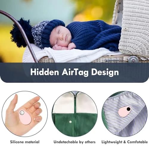 zonsiton Hidden Airtag Holder for Kids 2 Pack Silicone Case with Safety Pins | GPS Tracker Case for Backpacks thumbnail 2