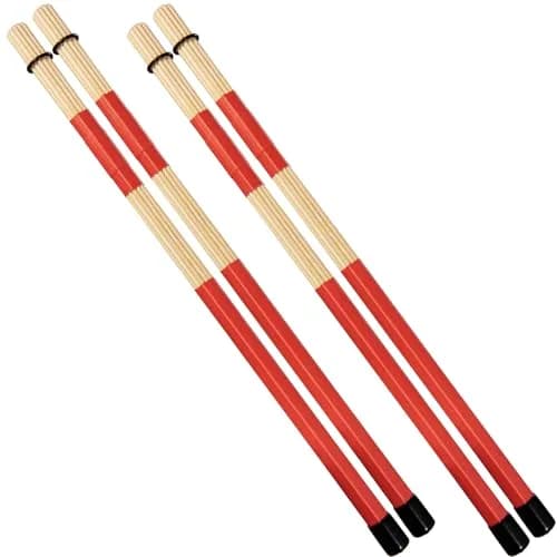 LALAOKS Bamboo Drumsticks with Red Wrap, 2 Pair | Natural & Durable for Jazz, Folk Music thumbnail 1