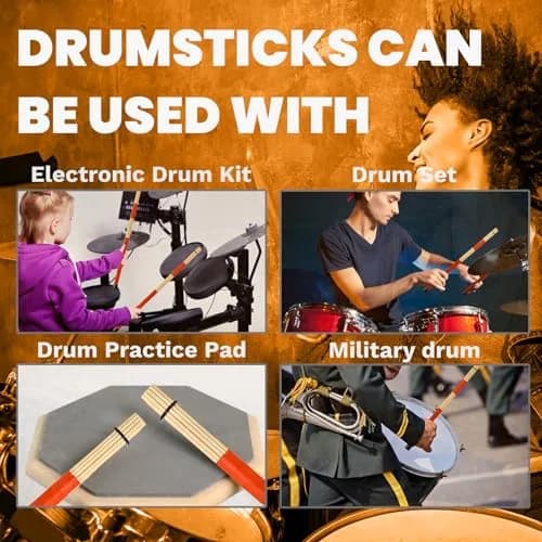 LALAOKS Bamboo Drumsticks with Red Wrap, 2 Pair | Natural & Durable for Jazz, Folk Music thumbnail 5