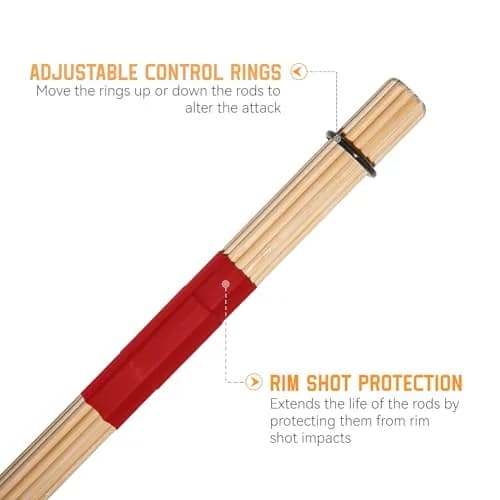 LALAOKS Bamboo Drumsticks with Red Wrap, 2 Pair | Natural & Durable for Jazz, Folk Music thumbnail 2