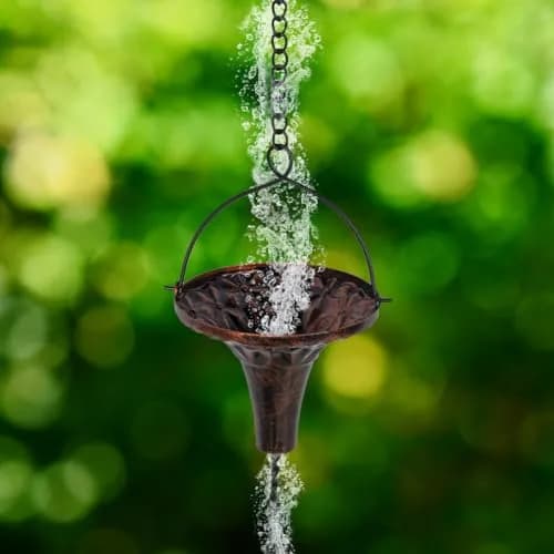 giole 12ft Metal Rain Chain with 12 Funnel Cups | Decorative Downspout Alternative for Homes thumbnail 4