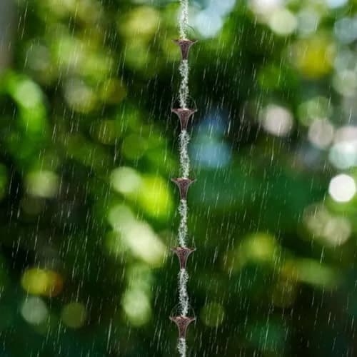 giole 12ft Metal Rain Chain with 12 Funnel Cups | Decorative Downspout Alternative for Homes thumbnail 5