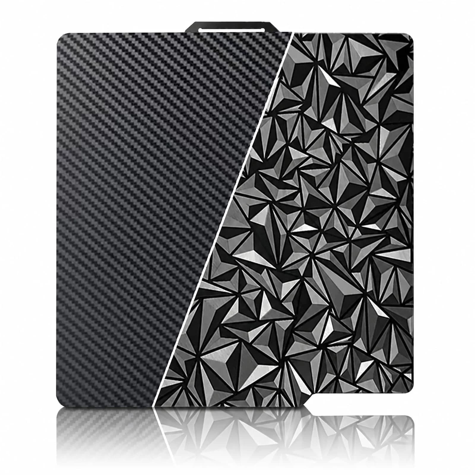 RETUXEP PEO PET 3D Printer Build Plate 257x257mm | Diamond+Carbon Fiber Spring Steel Sheet for Bambu Lab Printers — Diamond + Carbon Fiber