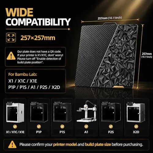 RETUXEP PEO PET 3D Printer Build Plate 257x257mm | Diamond+Carbon Fiber Spring Steel Sheet for Bambu Lab Printers thumbnail 7