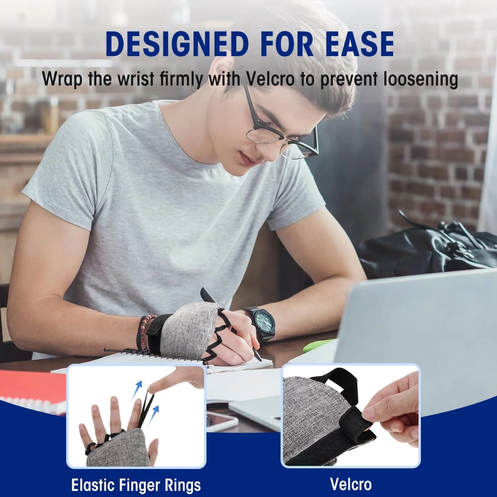 Zipcase Large Size Weighted Gloves for Tremors, 1/2lb (227g), Left, Gray - view 5