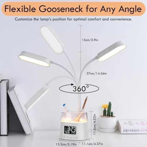WILIT LED Desk Lamp for Home Office with Pen Holder, RGB Night Light, White | Adjustable Brightness & Timer thumbnail 9
