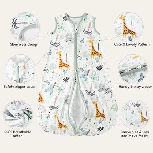 Yoofoss Baby Sleep Sack 0-6 Months 0.5 TOG | Organic Cotton Baby Wearable Blanket thumbnail 5