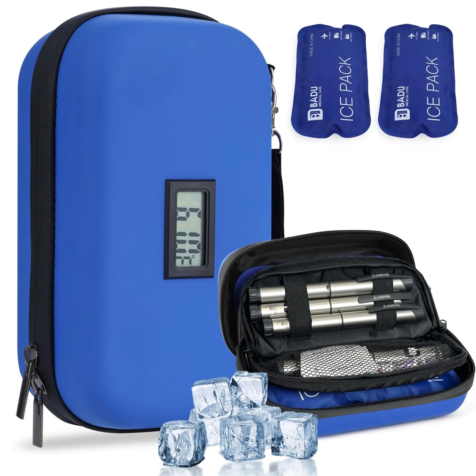 HIMDUZE Insulin Cooler Travel Case 21.1cm x 14.1cm x 8.7cm (8.3"x4.7"x3.4") | TSA Approved for Travel — Blue