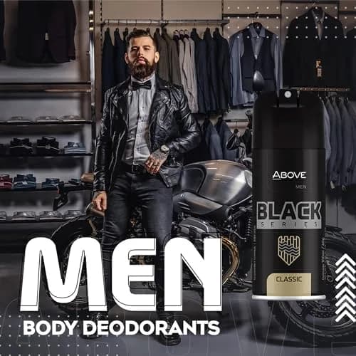 ABOVE Black Series Body Spray, Classic, 4 pcs | Woody Fragrance, Long-Lasting Dry Spray thumbnail 4