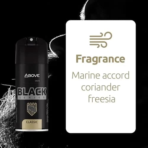 ABOVE Black Series Body Spray, Classic, 4 pcs | Woody Fragrance, Long-Lasting Dry Spray thumbnail 3
