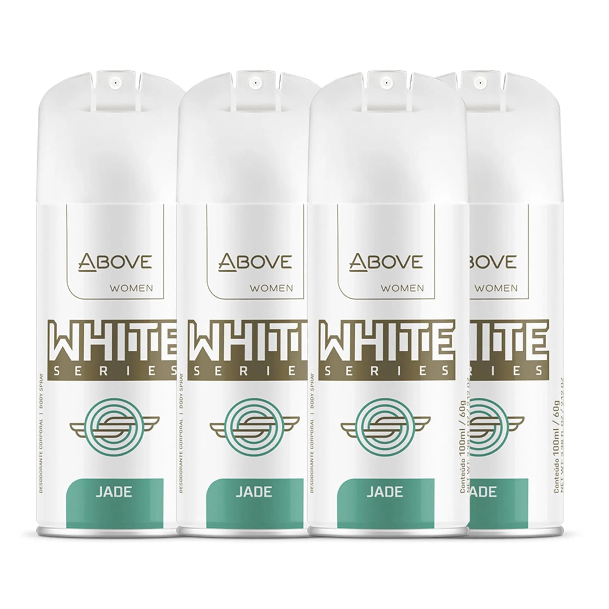 ABOVE White Series Body Spray, Jade, 4 pcs | Long-Lasting Freshness & Natural Care — 3.4 Fl Oz