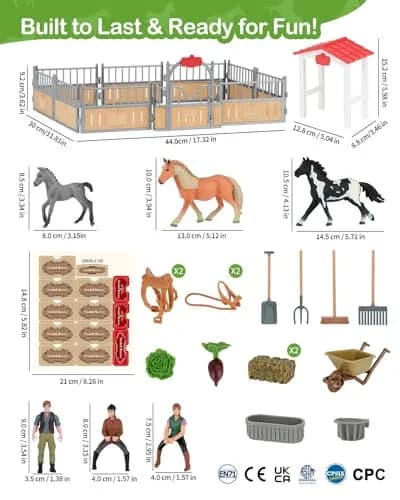 DuDuMo Horse Stable Playset with 3 Horses & 2 Riders | Realistic Farm Toy for Kids 3+ thumbnail 6
