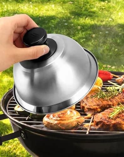 QWORK 6" Burger Covers Small Cheese Melting Dome | Stainless Steel Food Cover for Burger & Steak thumbnail 4