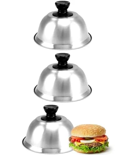 QWORK 6" Burger Covers Small Cheese Melting Dome | Stainless Steel Food Cover for Burger & Steak thumbnail 7
