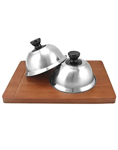 QWORK 6" Burger Covers Small Cheese Melting Dome | Stainless Steel Food Cover for Burger & Steak thumbnail 2