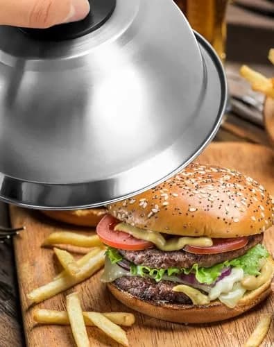 QWORK 6" Burger Covers Small Cheese Melting Dome | Stainless Steel Food Cover for Burger & Steak thumbnail 3