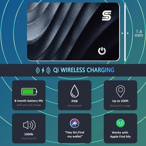 SEINXON Wallet Tracker (iOS Only) IP68 Thin Item Finder Card | Bluetooth Locator with Apple Find My & Wireless Charging thumbnail 2