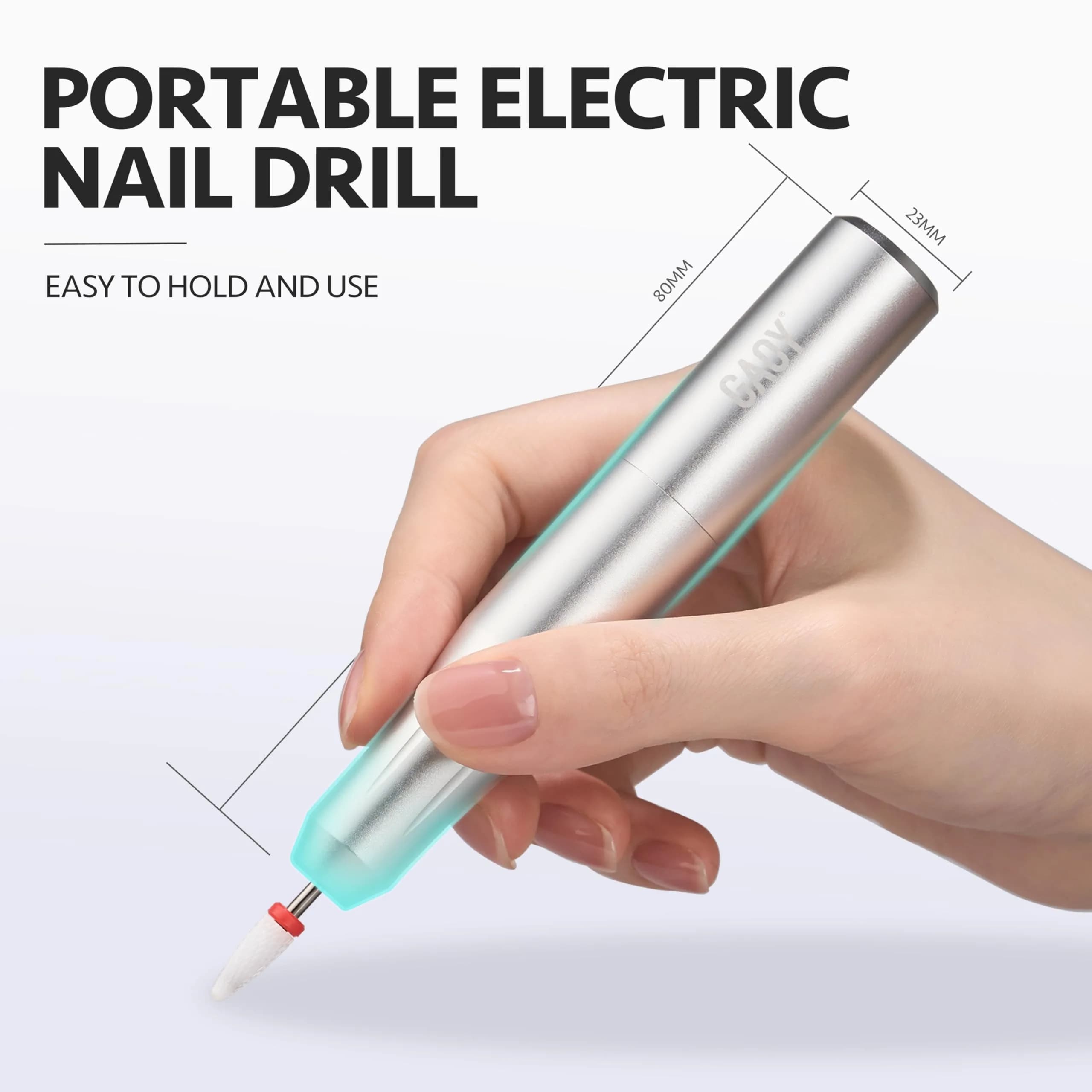 GAOY Electric Nail Drill with Bits for Acrylic & Gel Nails, USB Portable Efile for Home Salon (Silver, Aluminum Lightweight) | Professional Quality for Indian Homes - view 6