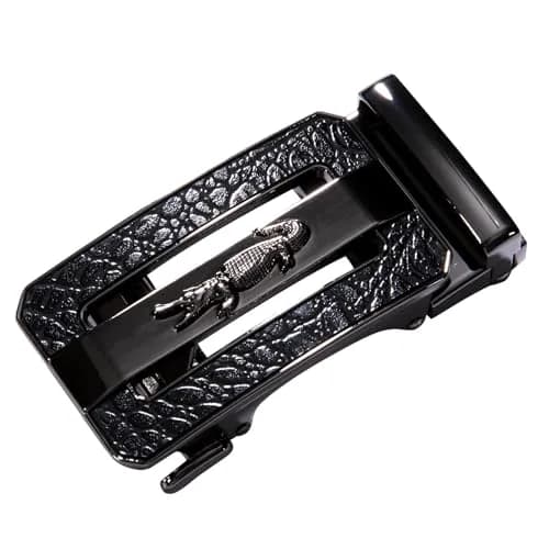 Dubulle Mens Ratchet Belt Leather Designer Black Slide Buckle Dress Belts | Adjustable, Genuine Leather, Gift Box thumbnail 2