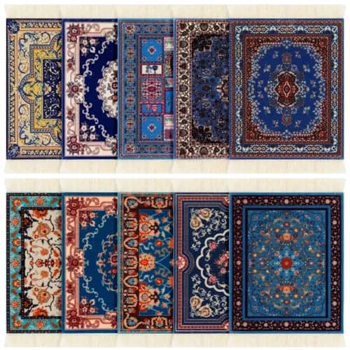 Preboun Rug Style Coasters Set of 10 | Classic Oriental Carpet Design, 13 x 9.1 cm thumbnail 1