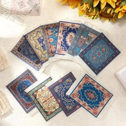 Preboun Rug Style Coasters Set of 10 | Classic Oriental Carpet Design, 13 x 9.1 cm thumbnail 4