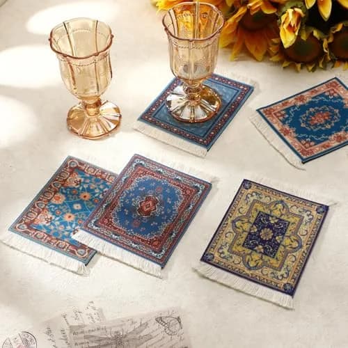 Preboun Rug Style Coasters Set of 10 | Classic Oriental Carpet Design, 13 x 9.1 cm thumbnail 5
