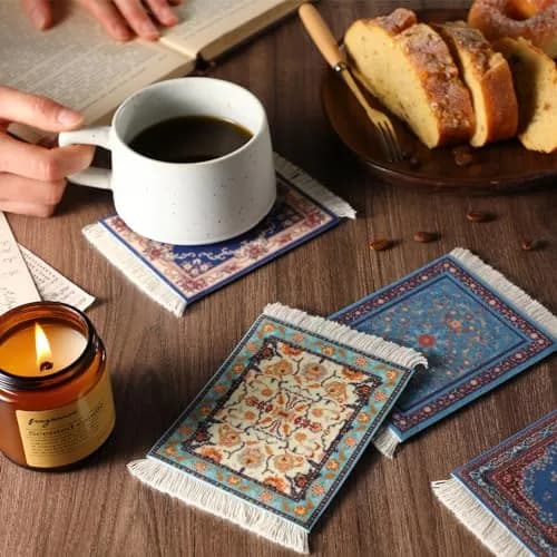 Preboun Rug Style Coasters Set of 10 | Classic Oriental Carpet Design, 13 x 9.1 cm thumbnail 7
