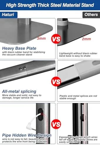 Haturi Metal Vacuum Stand Holder for Dyson Cordless Stick Vacuums | 47.8 inch (121.4 cm) Tall thumbnail 2