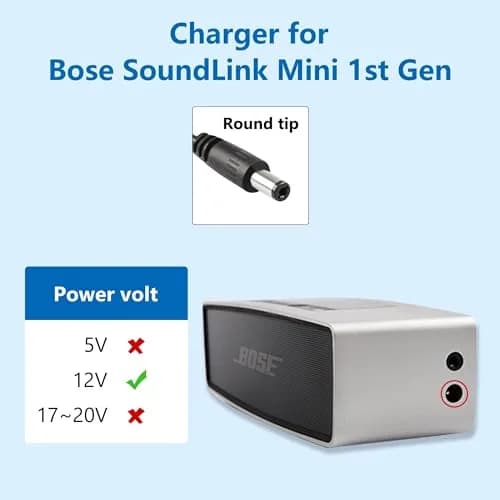 FNKTQL 12V 1A AC Adapter for Bose SoundLink Mini (1st Gen ONLY) & SoundDock XT | 1.8m (6ft) Cord thumbnail 3