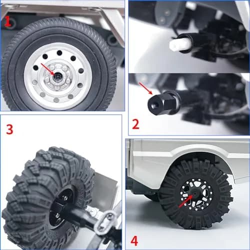 MORLORDY 5mm to 7mm (+10mm) Wheel Hex Hubs Adapter for 1/10 WPL D12 D42 | Aluminum Alloy RC Upgrade Part thumbnail 3