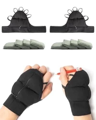 Bottle Pouch Weighted Gloves for Tremors Set Small | Adjustable Hand Support for Parkinson's & Elderly thumbnail 1