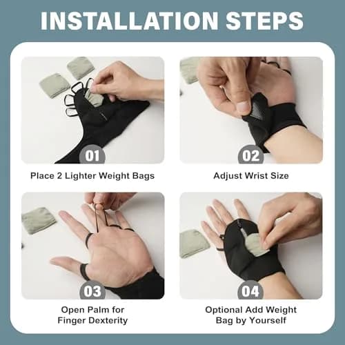 Bottle Pouch Weighted Gloves for Tremors Set Small | Adjustable Hand Support for Parkinson's & Elderly thumbnail 2