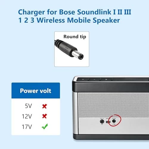 FNKTQL 17V 1A AC Adapter Charger for Bose Soundlink I II III Speakers | 1.8m Cable thumbnail 2