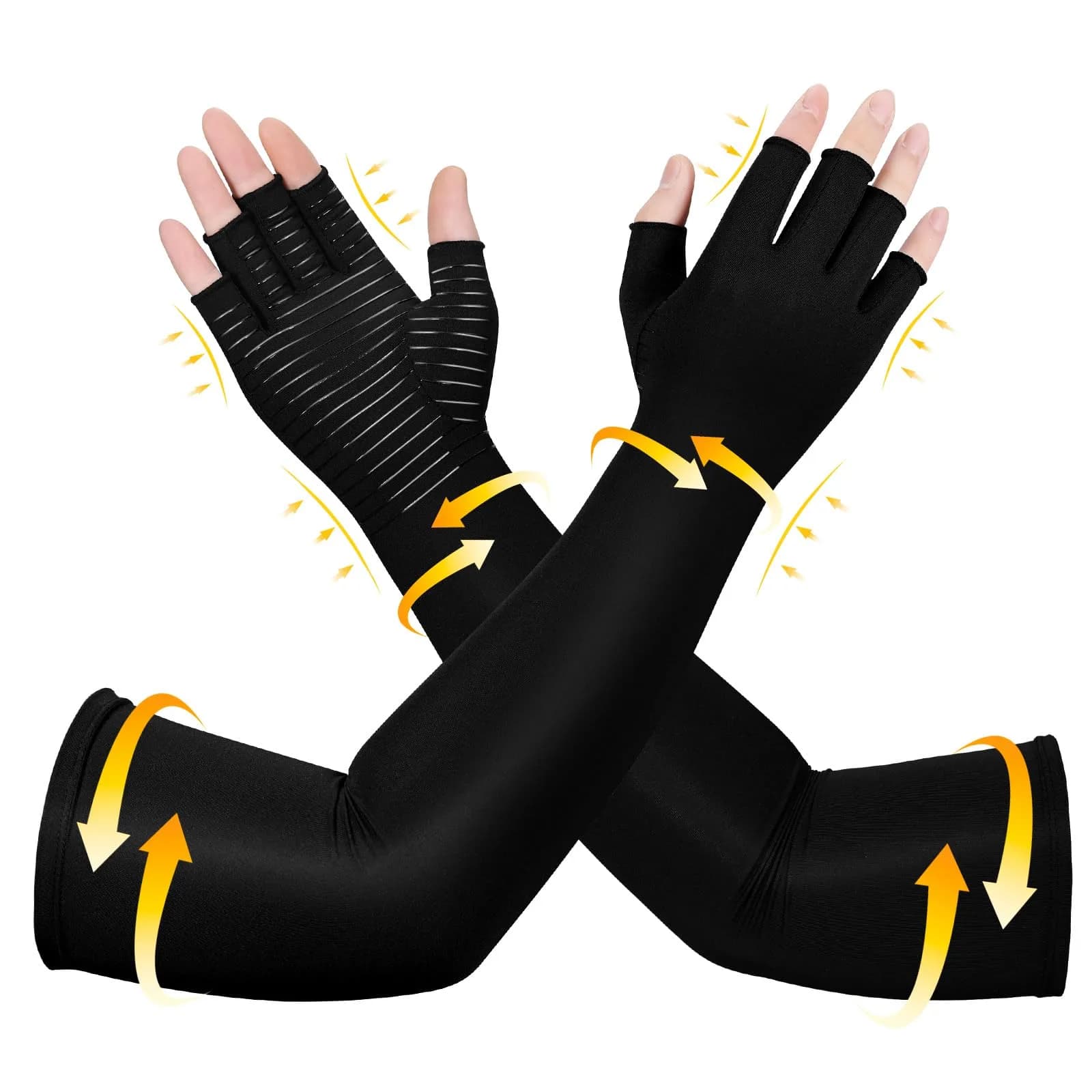 Zuscot Copper Long Compression Gloves for Arthritis & Edema | Support & Pain Relief (70-120 chars)