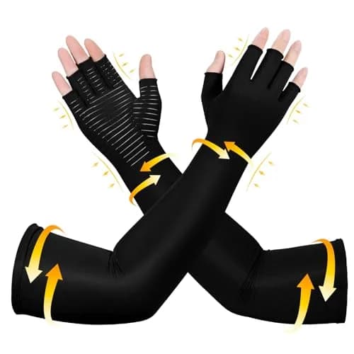 Zuscot Copper Long Compression Gloves for Arthritis & Edema | Support & Pain Relief (70-120 chars) thumbnail 1