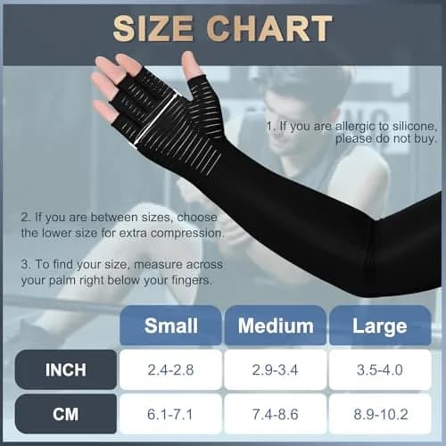 Zuscot Copper Long Compression Gloves for Arthritis & Edema | Support & Pain Relief (70-120 chars) thumbnail 3